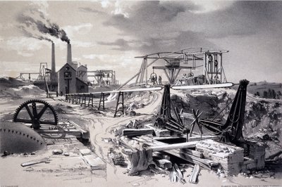 Bombas, eixo de ventilação, Kilsby Tunnel, Northamptonshire, 15 de julho de 1837 (caneta e tinta e papel) de John Cooke Bourne