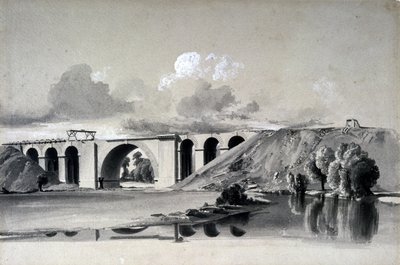 Viaduto de Sherbourne, perto de Coventry, em 27 de julho de 1837 (caneta e tinta e papel) de John Cooke Bourne