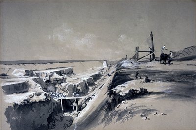 Tring Cutting, Hertfordshire, de 1830 (caneta e tinta e papel lavado) de John Cooke Bourne