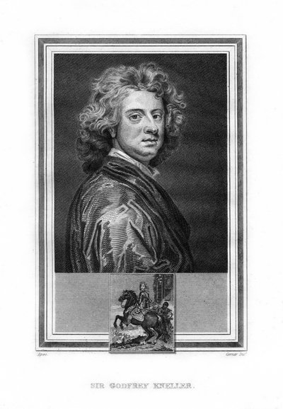 Sir Godfrey Kneller, pintor da época barroca inglesa, nascido em alemão, 1825. de John Corner