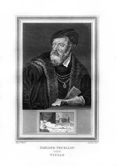 Tiziano Vecelli Titian, pintor alto italiano da Renascença, 1825. de John Corner
