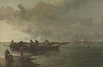 Uma barcaça com um soldado ferido (óleo sobre tela) de John Crome