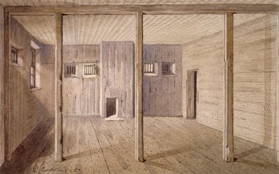 Vista interior da Prisão White Lyon, Borough High Street, Southwark, Londres, 1887 de John Crowther