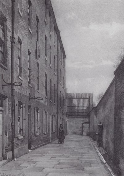 Londres perdida: Marshalsea Place, parte da prisão dos devedores (litografia) de John Crowther