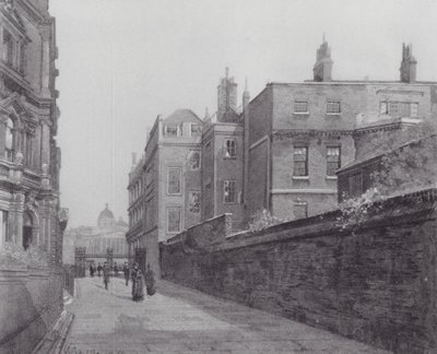 Londres perdida: Passagem em Spring Gardens de Trafalgar Square para o Mall (litografia) de John Crowther