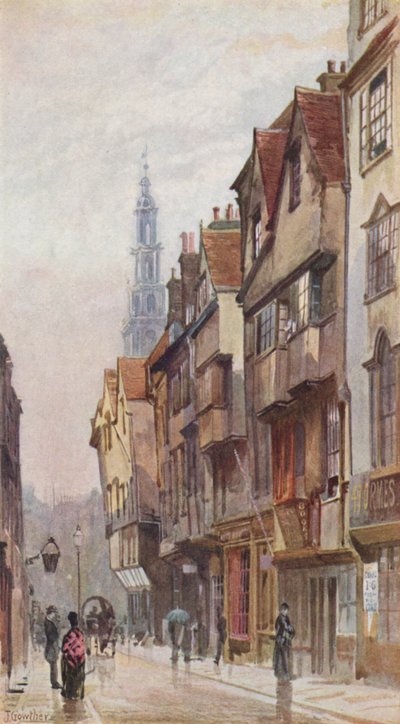 Londres perdida: Wych Street, olhando para leste a partir de New Inn Gateway (litografia a cores) de John Crowther