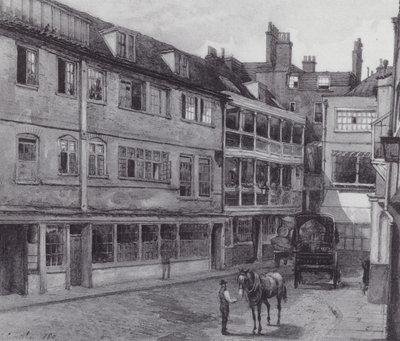 Londres perdida: Pátio do George Inn, Borough (litografia) de John Crowther
