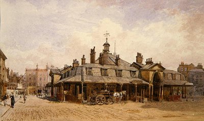 Vista do Mercado de Oxford, St. Marylebone, c.1880 (aguarela sobre papel) de John Crowther