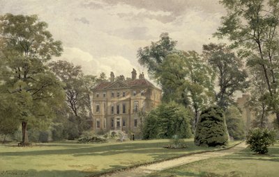 Vista, de, a, jardim, frente, em, Wandsworth, casa senhorial, colina são joão, 1887 de John Crowther