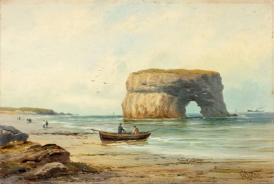 Marsden Rock, c.1885-1910 (óleo a bordo) de John Davison Liddell