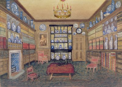 O Salão da Manhã, Bowden Hall, Upton St. Leonards, Gloucester (wc e lápis sobre papel) de John Dearman Birchall
