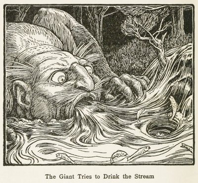 The Giant Tries to Drink the Stream, do Europa