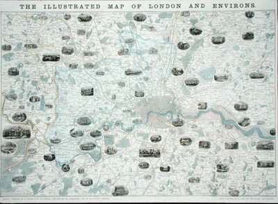 The Illustrated Map of London and Environs, c.1845-55 (cor litho) de John Dower