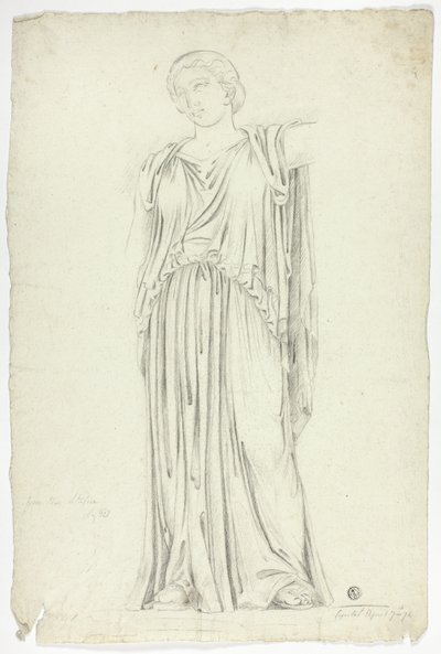Estátua antiga de mulher em pé drapeada de John Downman