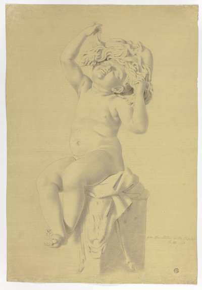 Estátua Antiga de Putto Sentado Segurando Máscara de Sileno de John Downman