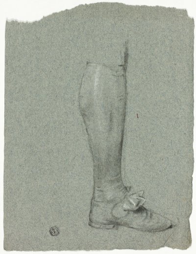 Perna de uma figura de pé (frente); esboço de sapatos (verso) de John Downman
