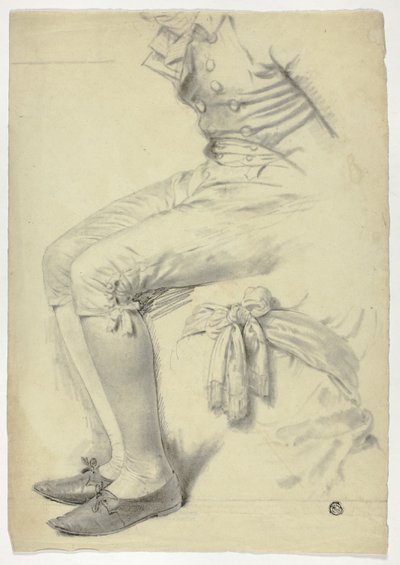 Figura sentada e esboço de faixa atada à volta do tronco de John Downman