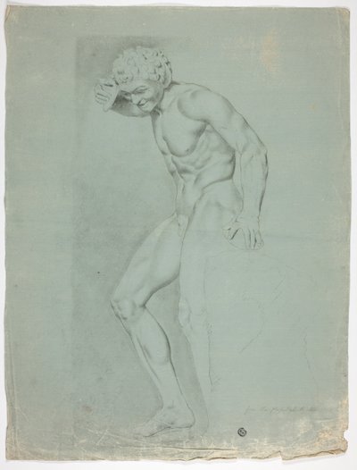 Estátua antiga de fauno em pé com címbalos de John Downman