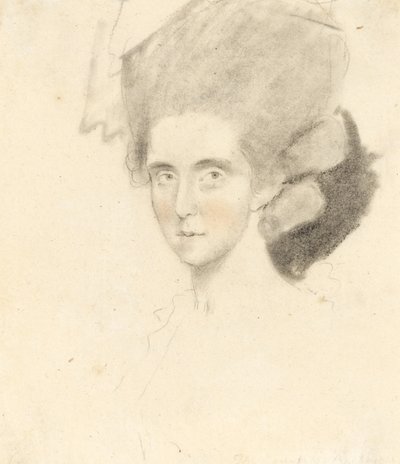 A Condessa de Strathmore, 1781 (lápis com giz preto e vermelho sobre papel) de John Downman