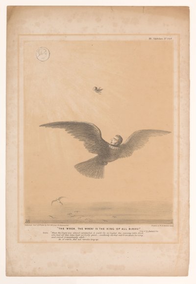 Spotprent encontrou-se com Lord Russell como um Winterkoninkje
A wren, a wren! É o rei de todas as aves! (título sobre o objecto)
HB Sketches (título da série sobre o objecto) de John Doyle