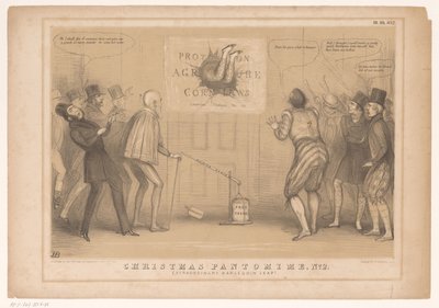 Spotprent conheceu o primeiro-ministro Peel als Harlekijn
Pantomima de Natal, No. 2. Extraordinário salto do Arlequim! (título sobre o objecto)
HB Sketches (título da série sobre o objecto) de John Doyle