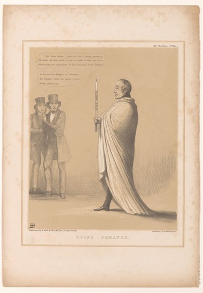Spotprent conheceu o premier Peel als boetedoener
Fazer penitência (título sobre o objecto)
HB Sketches (título da série sobre o objecto) de John Doyle