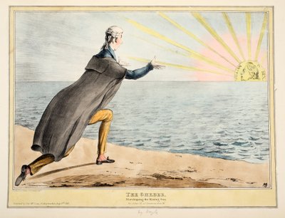 O Gheber: Adorando o Sol Nascente, 1830 (gravura colorida à mão) de John Doyle