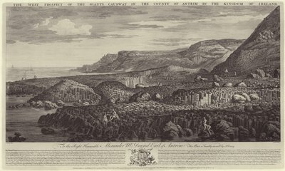 A perspectiva ocidental da calçada do gigante no condado de Antrim, no Reino da Irlanda de John Drury