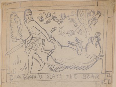 Diarmuid Corta o Javali (lápis) de John Duncan