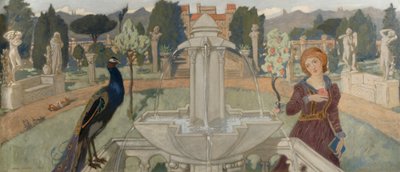 Pavões e fonte de John Duncan