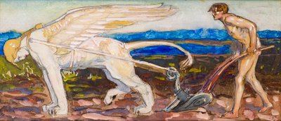 A Esfinge e o Arado (aguarela) de John Duncan