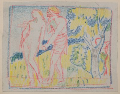 Sem título [Figura masculina e figura feminina numa paisagem] (lápis) de John Duncan