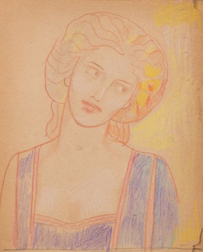 Sem título [figura feminina medieval] (lápis) de John Duncan