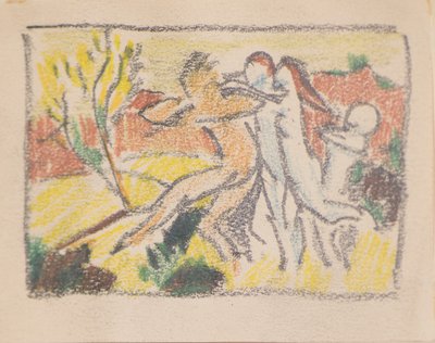 Sem título [Três figuras femininas segurando um homem] (lápis) de John Duncan