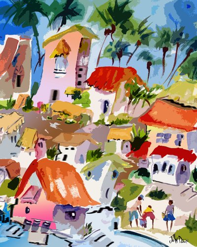 Cidade costeira animada de John Dunn