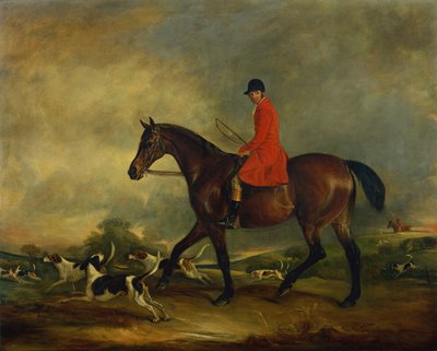 O Capitão Garth no seu Bay Hunter with Hounds de John E. Ferneley