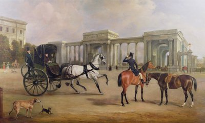 Sr. Massey Stanley com cabriolet e hacks no Hyde Park Corner, 1833 de John E. Ferneley