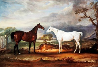 Os dois caçadores do Sr. N. Kershaw "Equinócio" e "Florestal" num Paddock de John E. Ferneley
