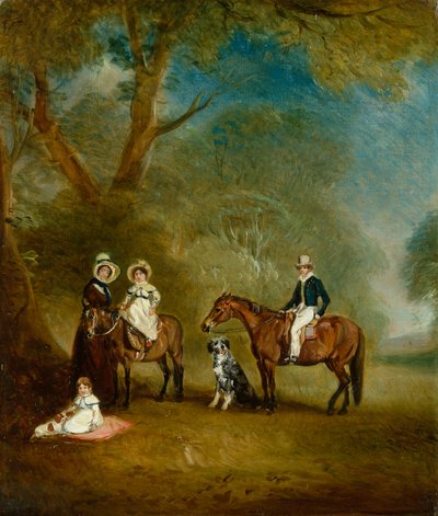 A Família Pares de Hopwell em uma paisagem arborizada (óleo sobre tela) de John E. Ferneley