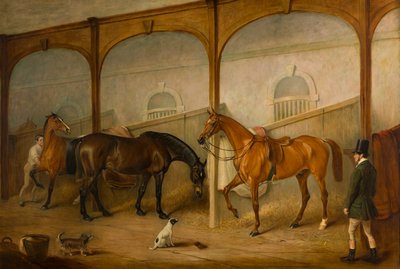 Tom of Lincoln e The Engineer in the Stables at Newport Lodge, Melton Mowbray, Leicestershire, c.1852 (óleo sobre tela) de John E. Ferneley