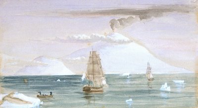 Ilha Beaufort e Monte Erebus. Descoberto em 28 de janeiro de 1841 de John Edward Davis