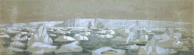 Parte da Barreira Polar Sul, 2 de fevereiro de 1841 (aguarela) de John Edward Davis