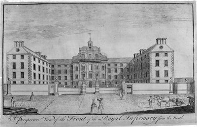 Uma vista em perspectiva da frente da enfermaria real do norte, c.1746 de John Elphinstone