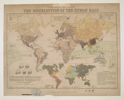 Mapa Etnográfico, mostrando a distribuição da Raça Humana de John Emslie