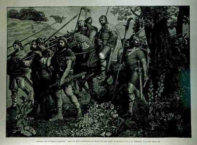Design para a Tapeçaria de Windsor: Homens de Kent marchando na frente do exército de Harold, do The Illustrated London News, 29 de abril de 1882 de John Evan Hodgson