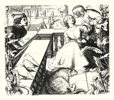 O Sonho do Dia (gravura) de John Everett (after) Millais