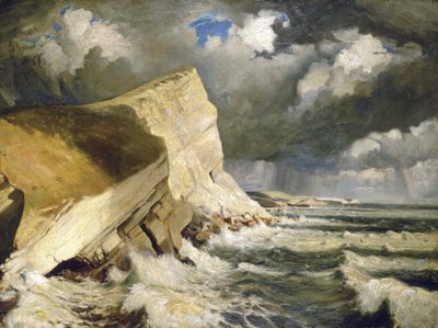 Lulworth Creek, em Dorset (Inglaterra). Óleo sobre tela de Herbert Barnard John Everett (1876-1949) de John Everett