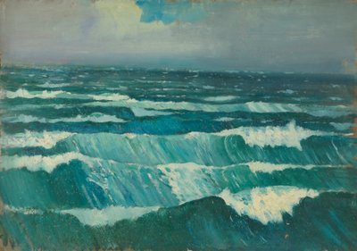 Paisagem marítima, finais do século XIX - meados do século XX (óleo sobre papel) de John Everett