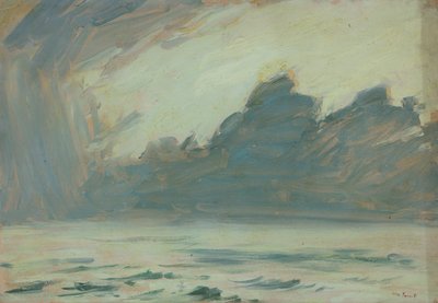Paisagem marítima, finais do século XIX - meados do século XX (óleo sobre papel) de John Everett