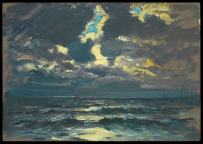 Paisagem marítima, finais do século XIX - meados do século XX (óleo sobre papel) de John Everett